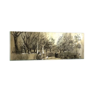 Quadro em vidro - Um momento capturado por uma pena - 90x30 cm