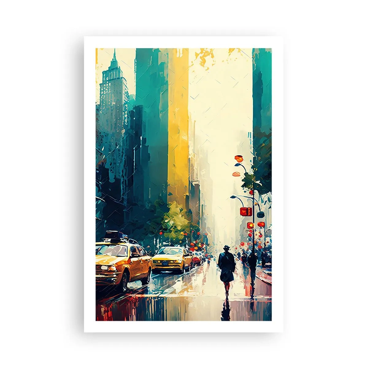 Pôster - Nova York – até a chuva é colorida aqui - 61x91 cm