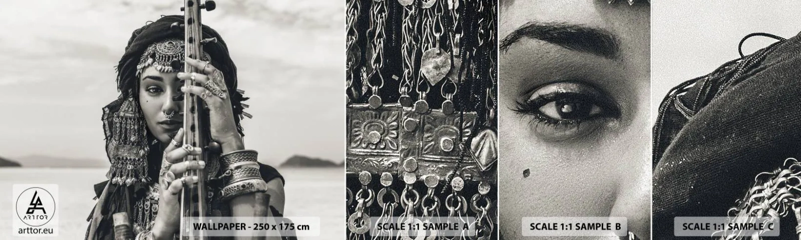 Amostra de Papel de Parede Standard Eco - A própria música oriental - Mulher, Boho, Joia - 100x30 cm