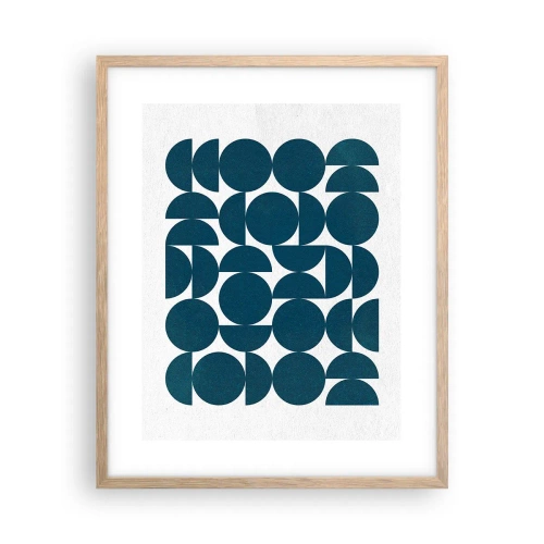 Pôster com moldura de carvalho claro - Círculos e semicírculos - 40x50 cm