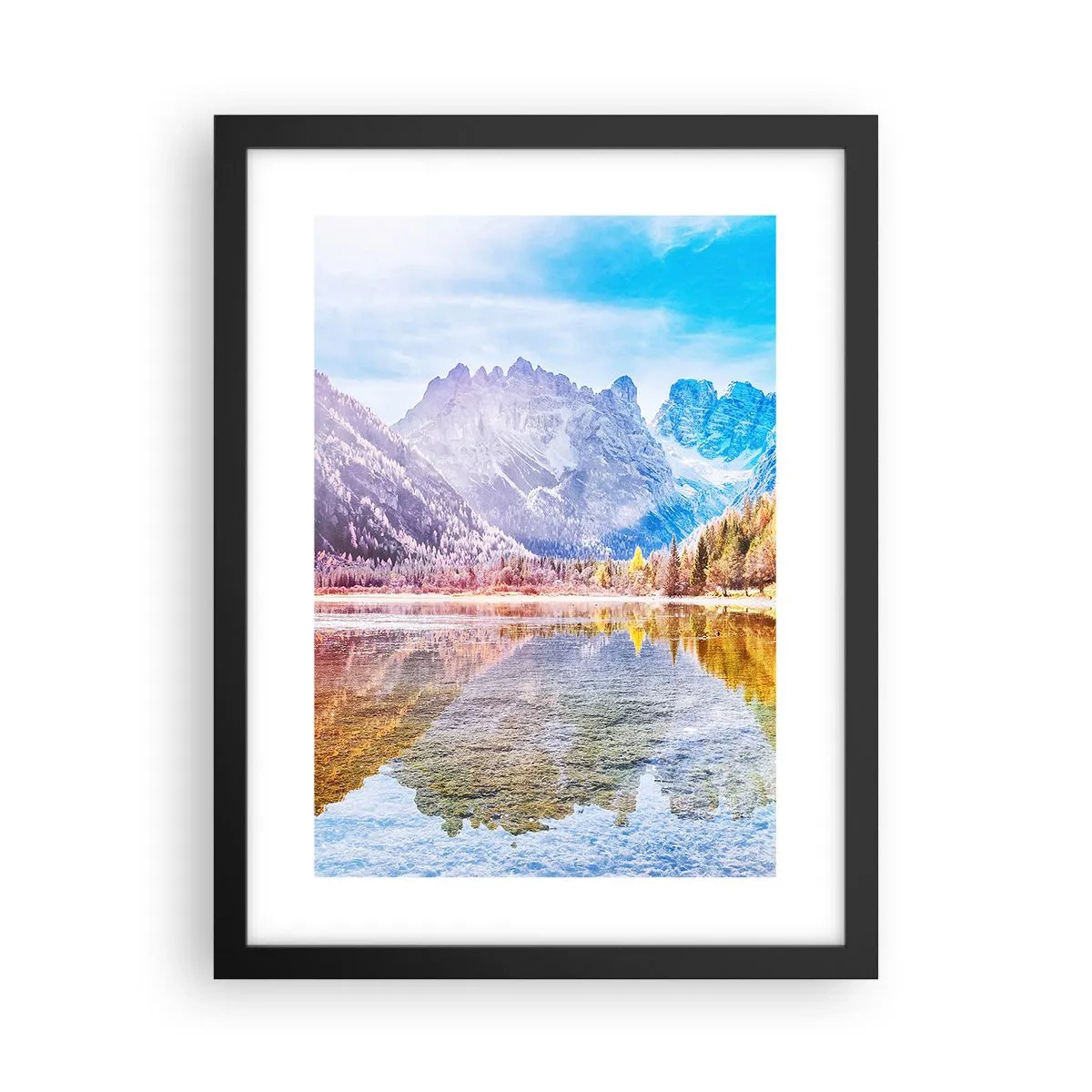 Pôster com moldura preta - E nas montanhas é outono - 30x40 cm