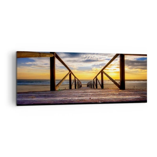 Quadro em tela - Direto para a praia tranquila ao pôr do sol - 140x50 cm