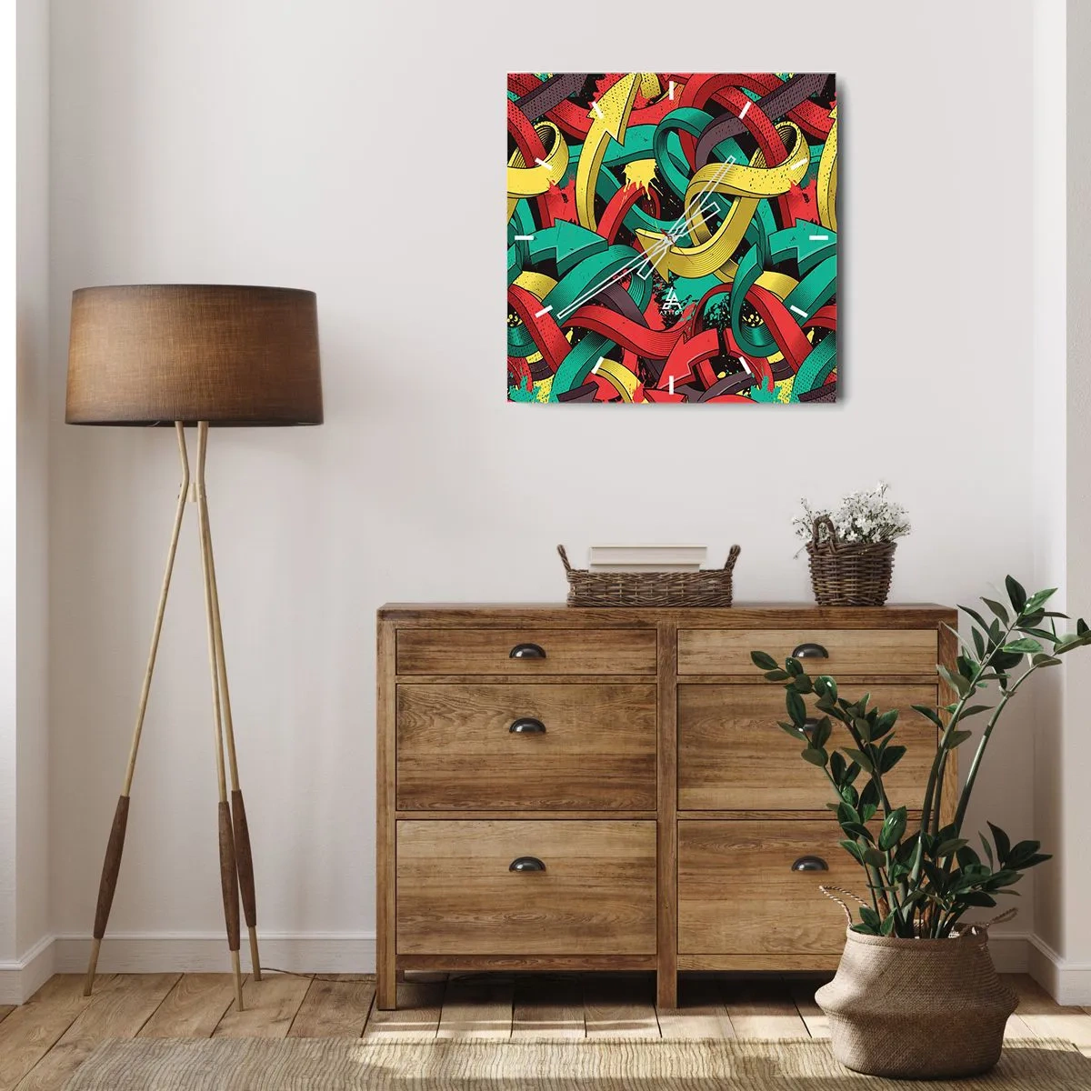 Relógio de parede - Relógio em vidro - Qual o caminho para o destino? - 30x30 cm