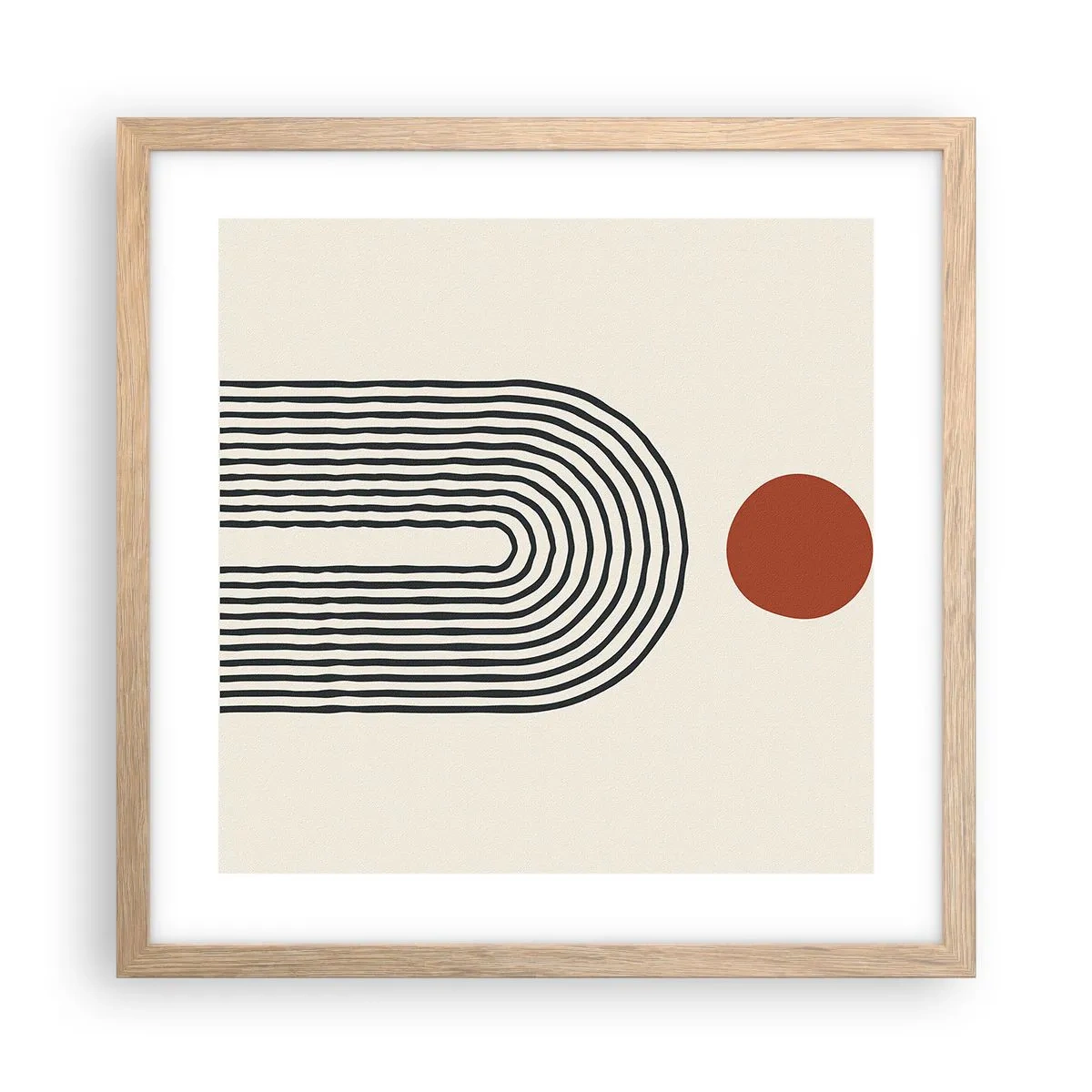Pôster com moldura de carvalho claro - Magnetismo de formas e cores - 40x40 cm