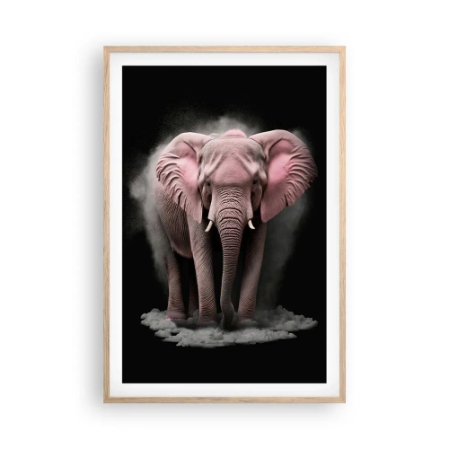Pôster com moldura de carvalho claro - Não pense em um elefante rosa! - 61x91 cm