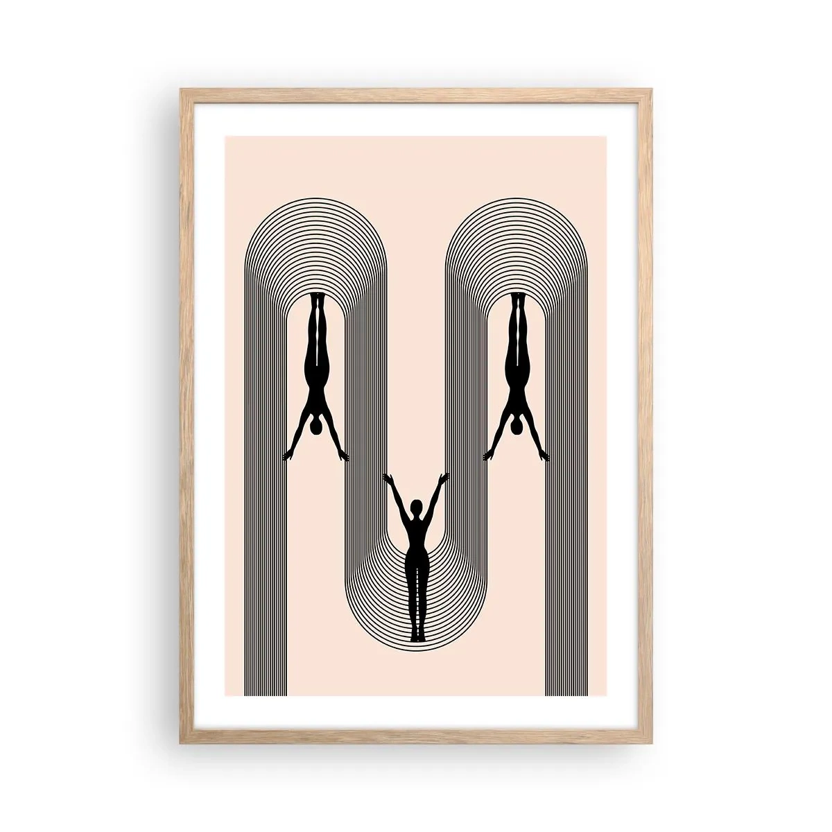 Pôster com moldura de carvalho claro - De cabeça para baixo - 50x70 cm