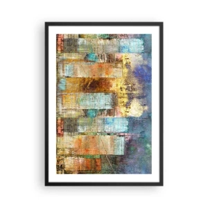 Pôster com moldura preta - Arraia aquarela em tons de azul sobre fundo claro - 50x70cm - Uma metrópole ensolarada - Decoração de parede moderna para a sala de estar e quarto ARTTOR