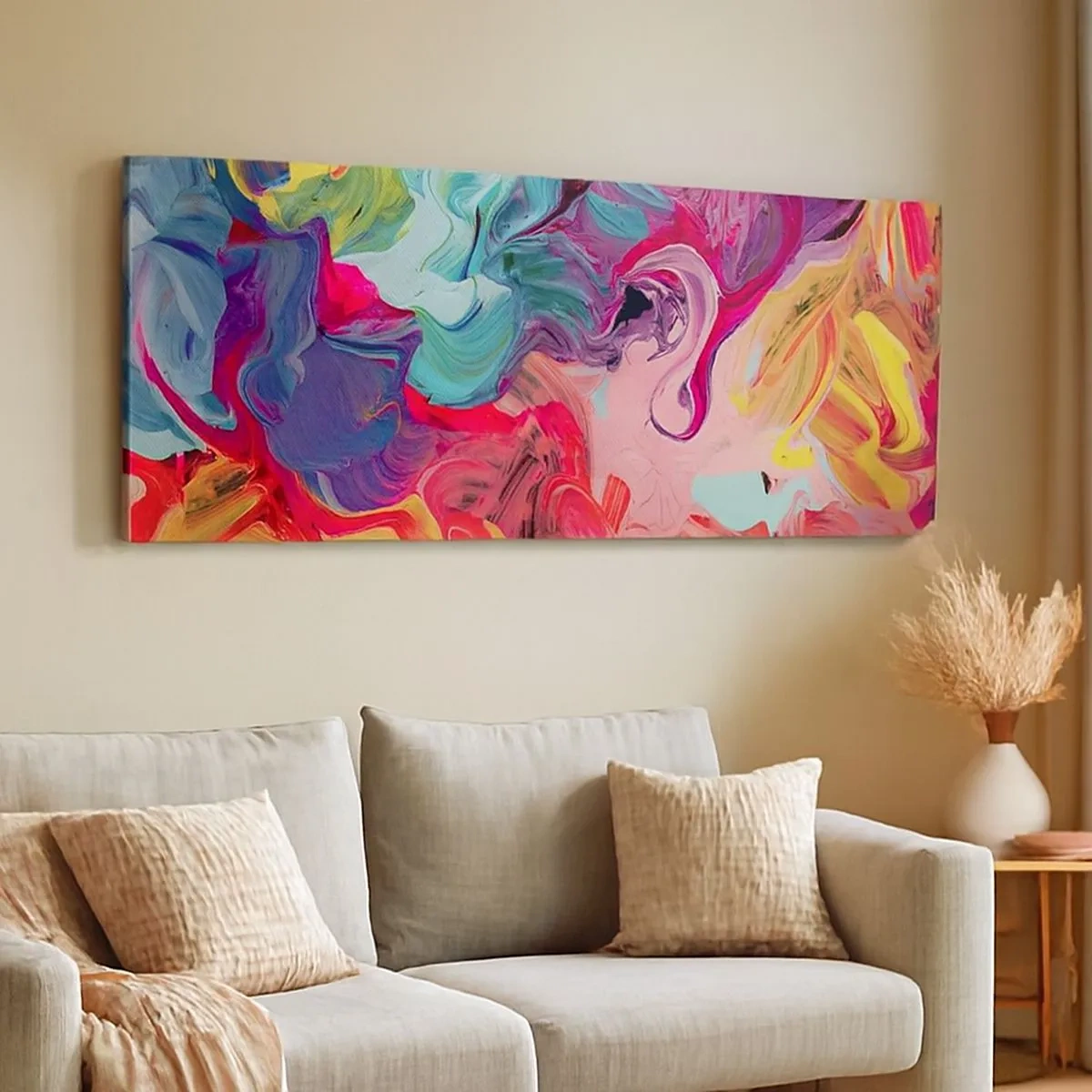 Quadro em tela - O nascimento das cores - 100x40 cm