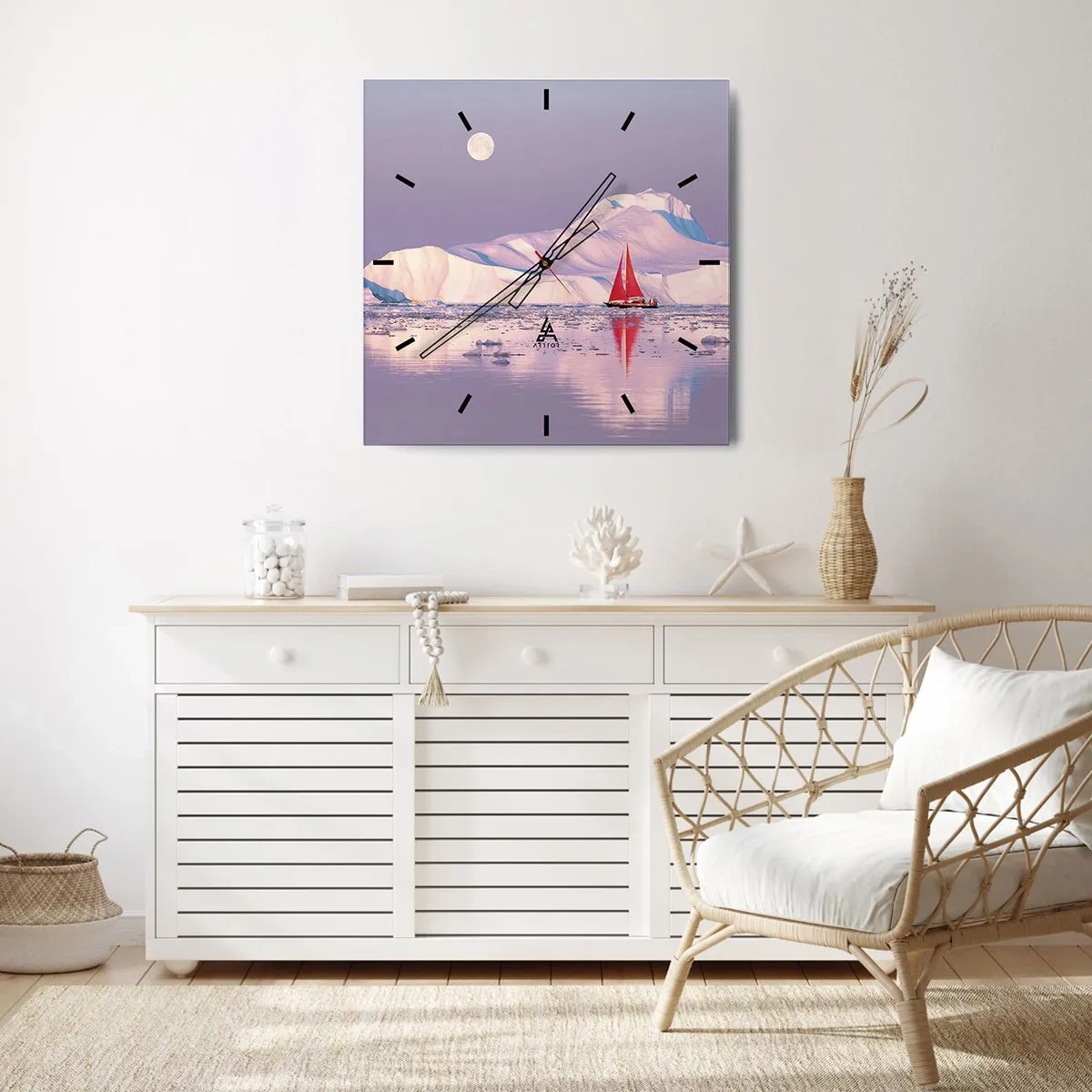 Relógio de parede - Relógio em vidro - O calor da vela, a frieza do gelo - 30x30 cm