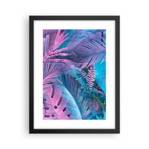 Pôster com moldura preta - Trópicos em rosa e azul - 30x40 cm