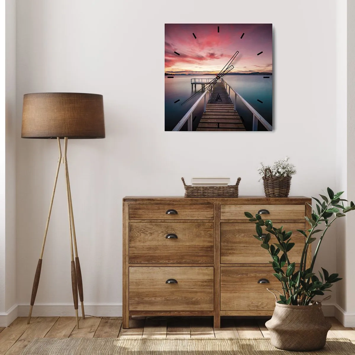 Relógio de parede - Relógio em vidro - A chama suave da noite - 30x30 cm