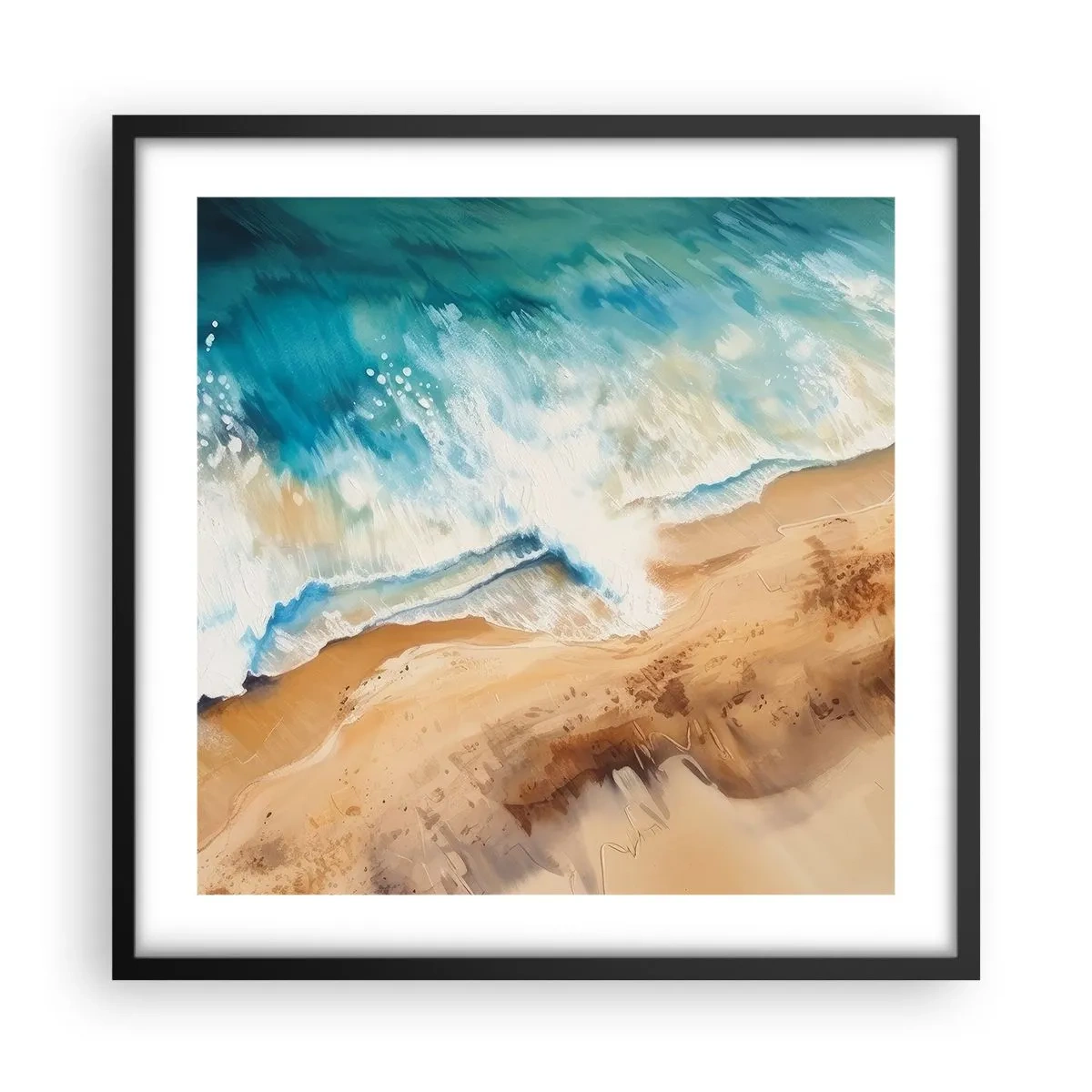 Pôster com moldura preta - A onda que retorna - 50x50 cm