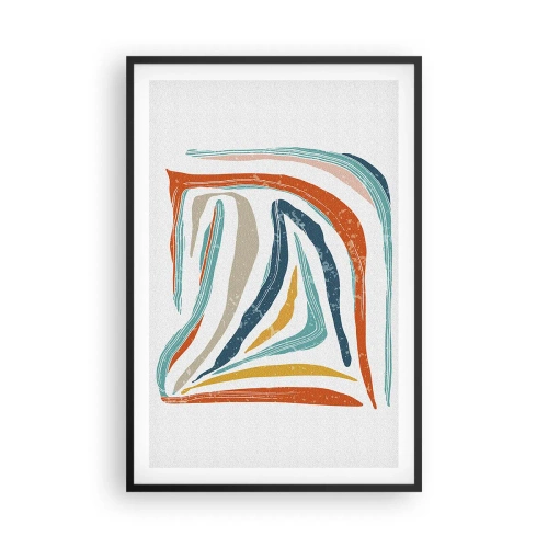 Pôster com moldura preta - Abstração com um sorriso amigável - 61x91 cm
