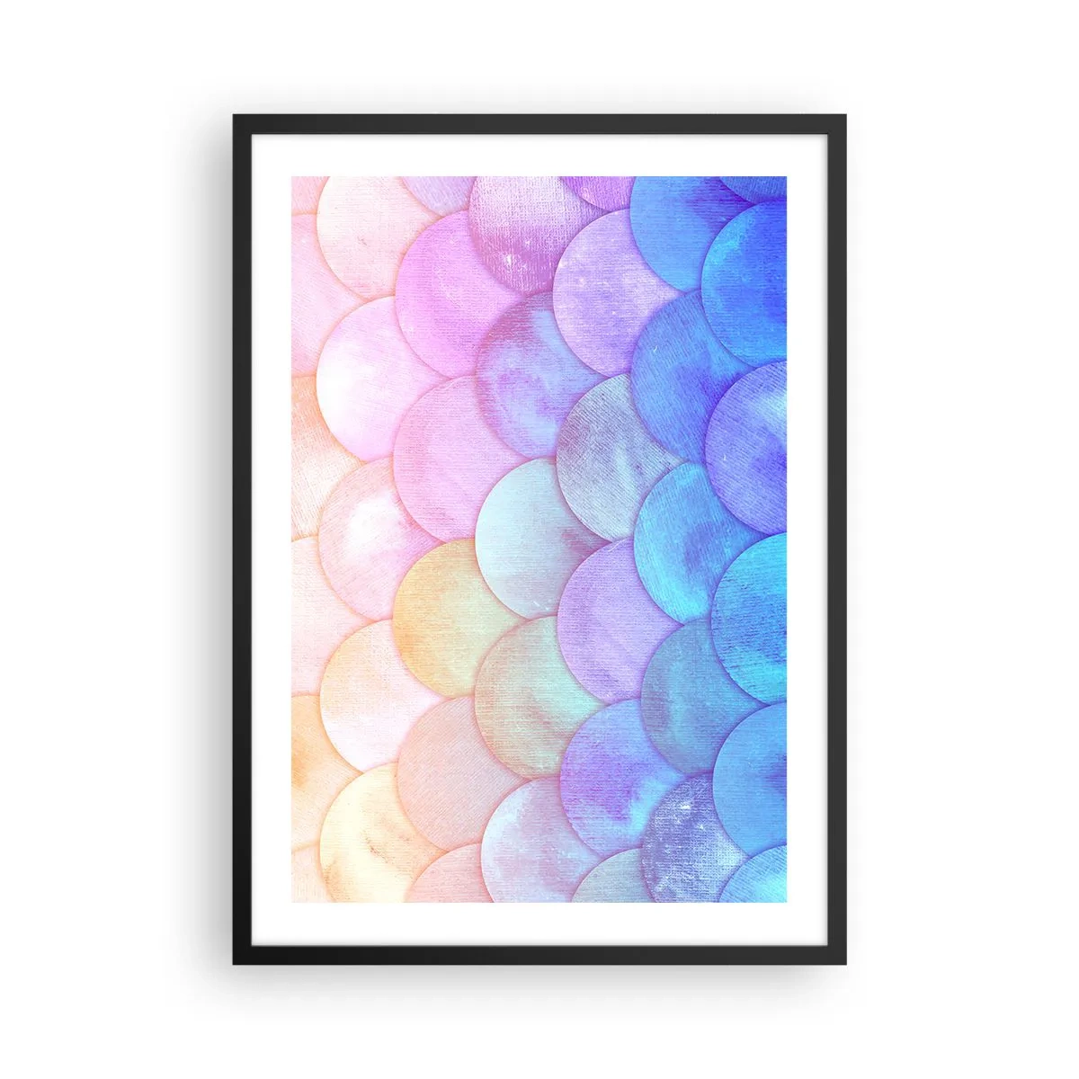 Pôster com moldura preta - Uma composição pastel que lembra escamas em tons de arco-íris - 50x70cm - Escala de pérola - Decoração de parede moderna para a sala de estar e quarto ARTTOR