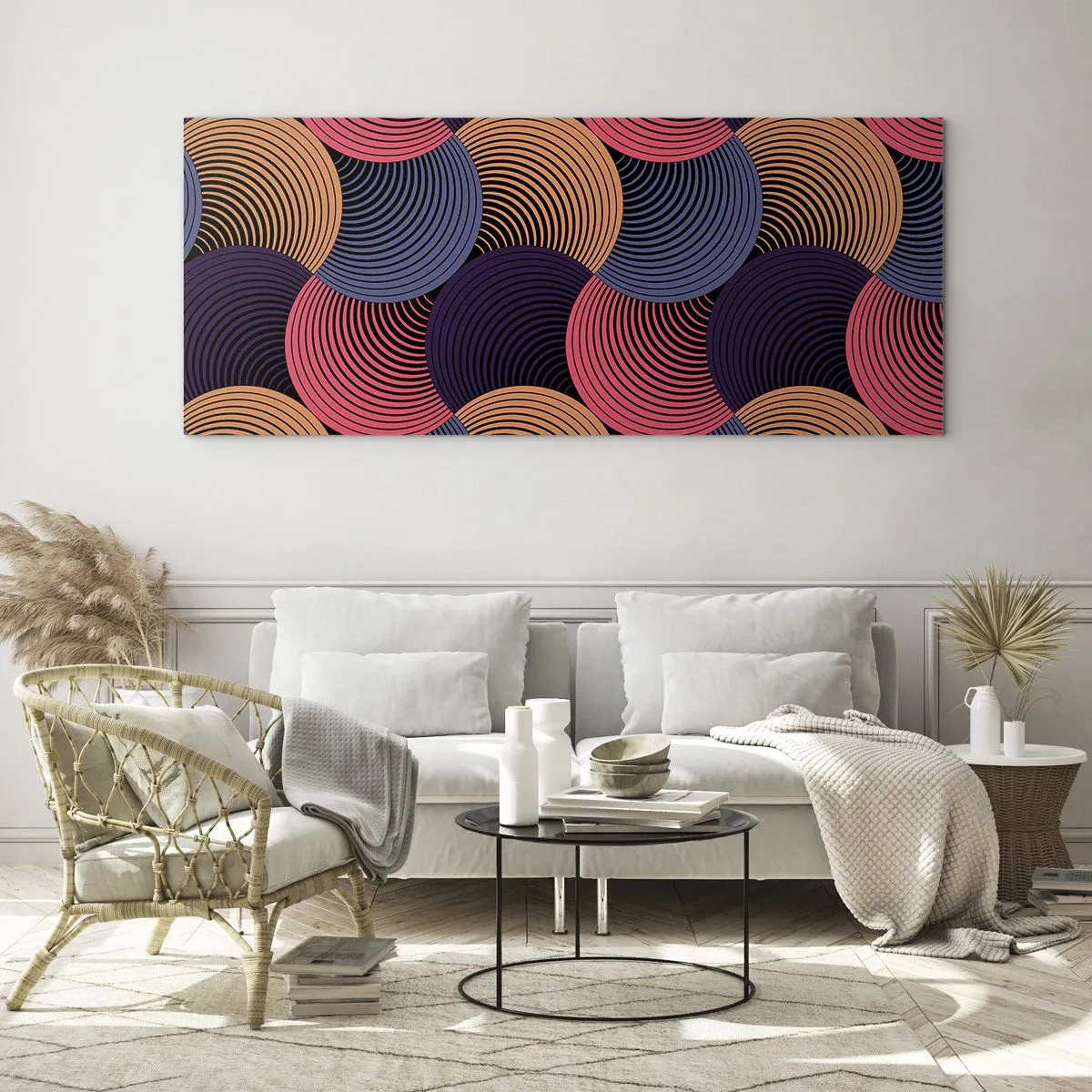 Quadro em vidro - Num ritmo circular - 100x40 cm