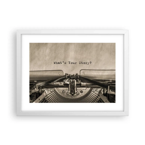 Pôster em moldura branca - Conta-me - 40x30 cm