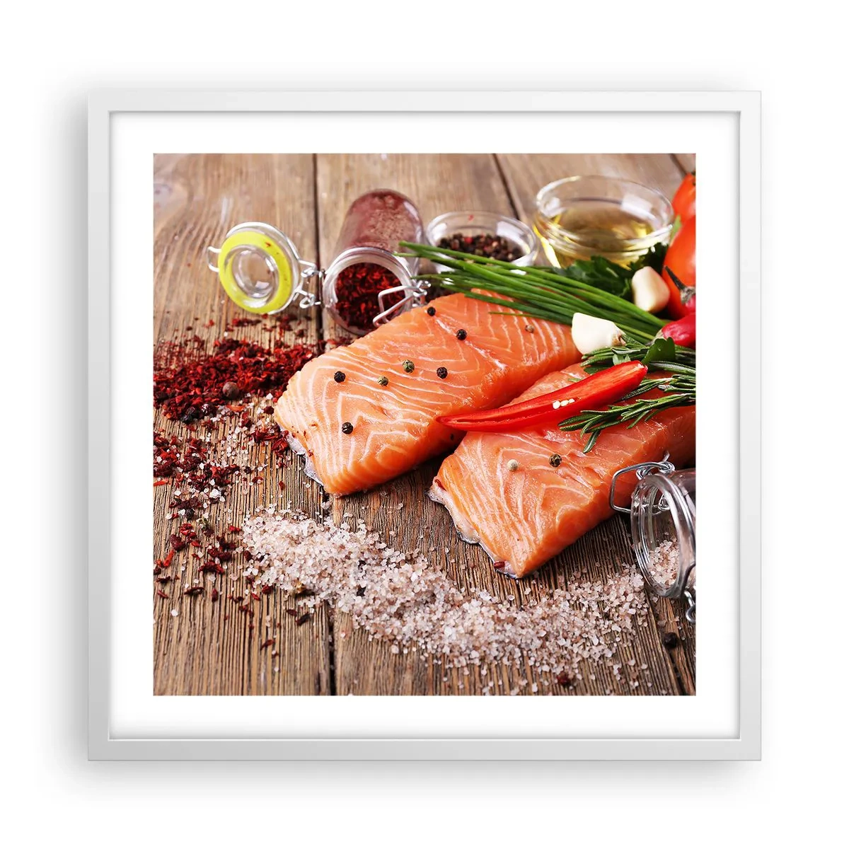 Pôster em moldura branca - Aventura norueguesa na cozinha - 50x50 cm