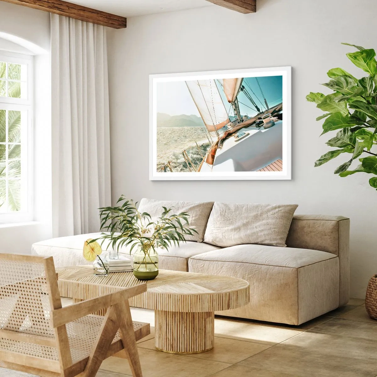 Pôster em moldura branca - Sob a vela - 70x50 cm