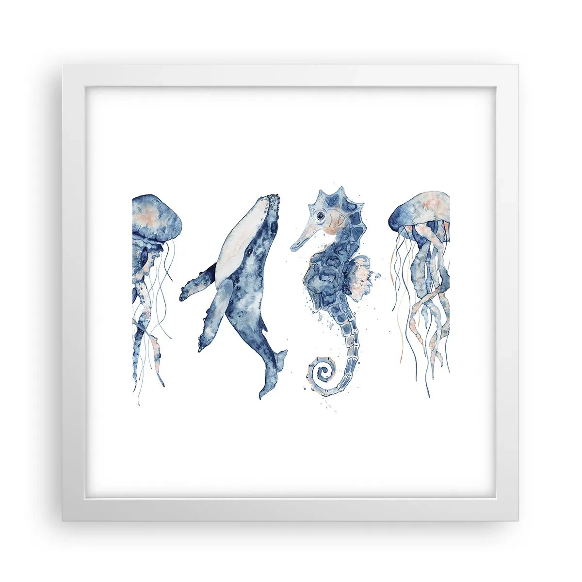 Pôster em moldura branca - Maravilhas do mar - 30x30 cm