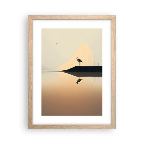 Pôster com moldura de carvalho claro - Senhor no lago - 30x40 cm