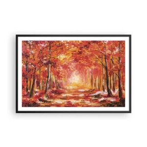 Pôster com moldura preta - Floresta de cobre - 91x61 cm