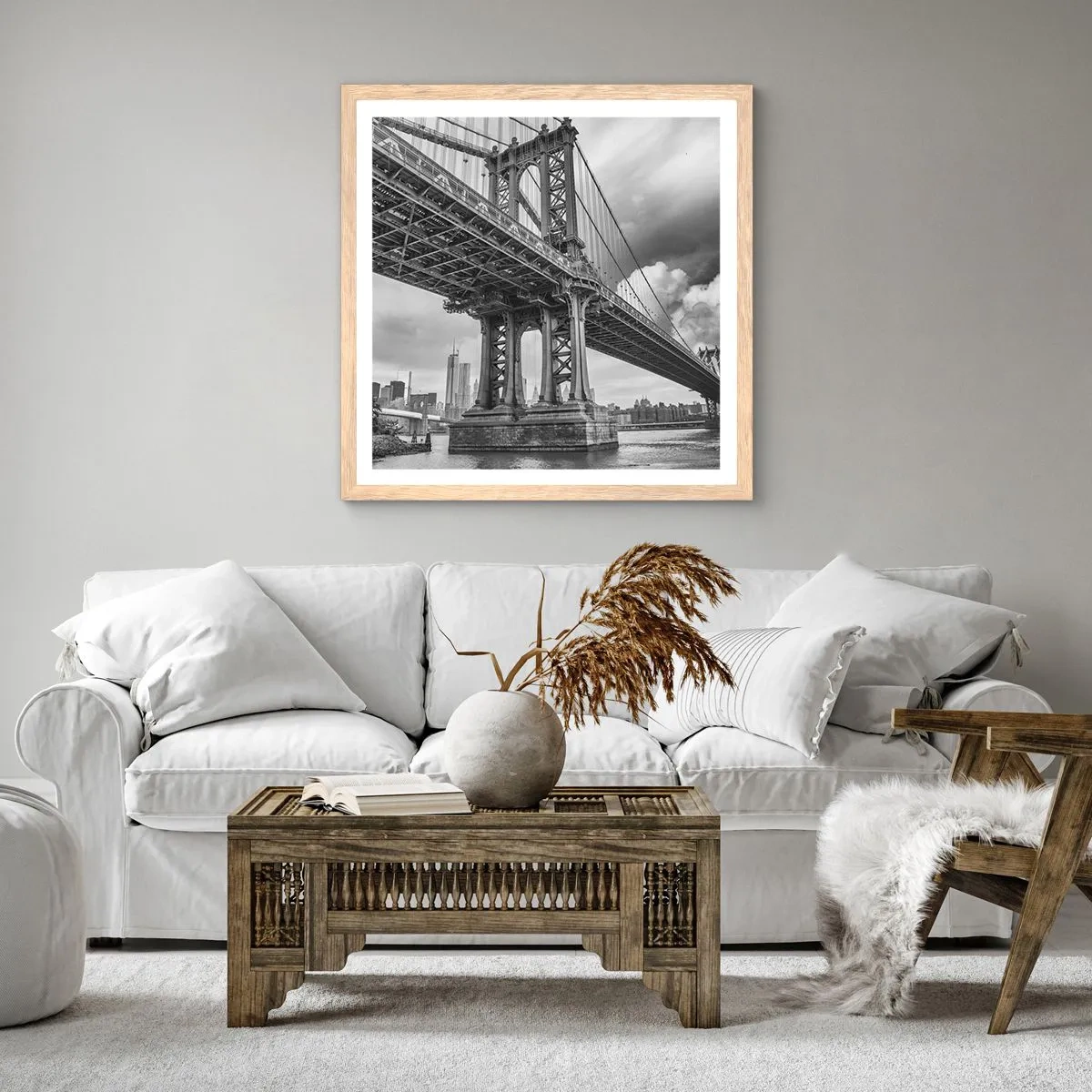 Pôster com moldura de carvalho claro - Ao coração da cidade - 60x60 cm