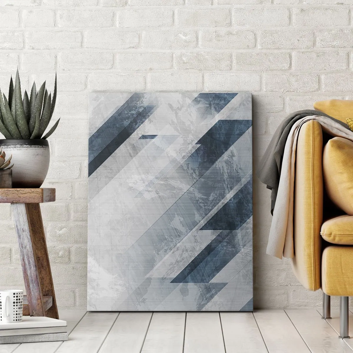 Quadro em tela - Arte espacial – movimento cinzento - 55x100 cm