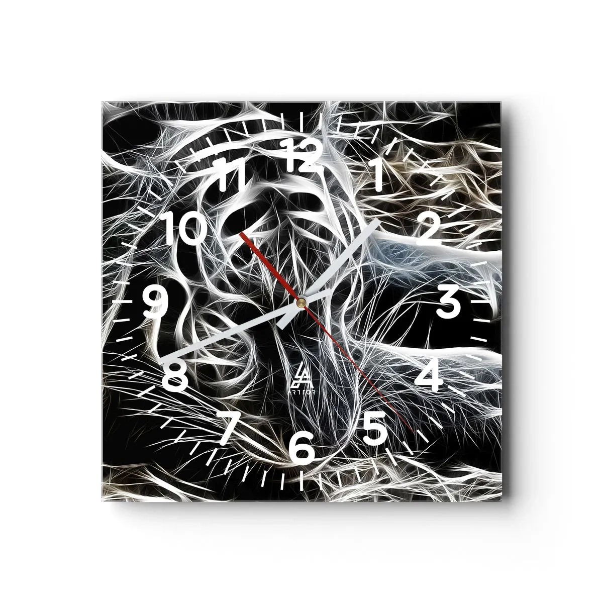 Relógio de parede - Relógio em vidro - Um estudo da leveza do gato - 40x40 cm