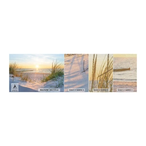 Amostra de papel de parede Premium Canvas - O som do mar, o canto dos pássaros, a praia selvagem entre a relva... - Paisagem, Mar, Dunas - 100x30 cm