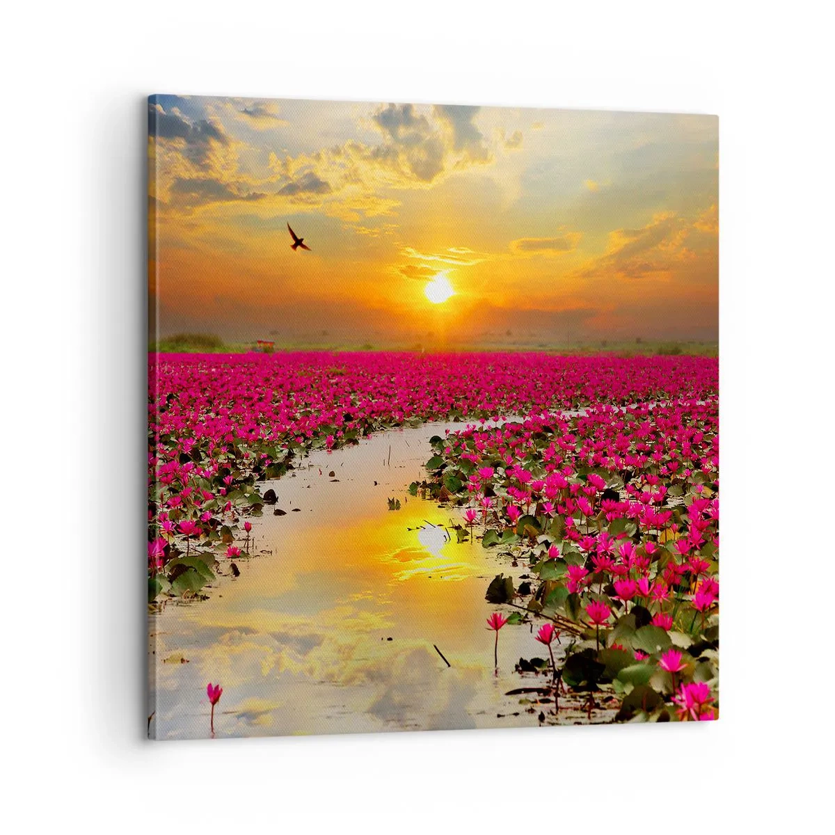 Quadro em tela - A vida secreta do lago - 60x60 cm