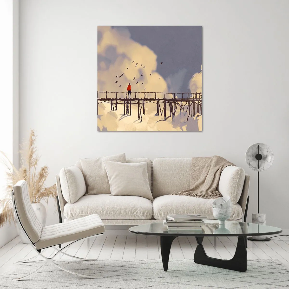 Quadro em vidro - Saudade azul - 50x50 cm