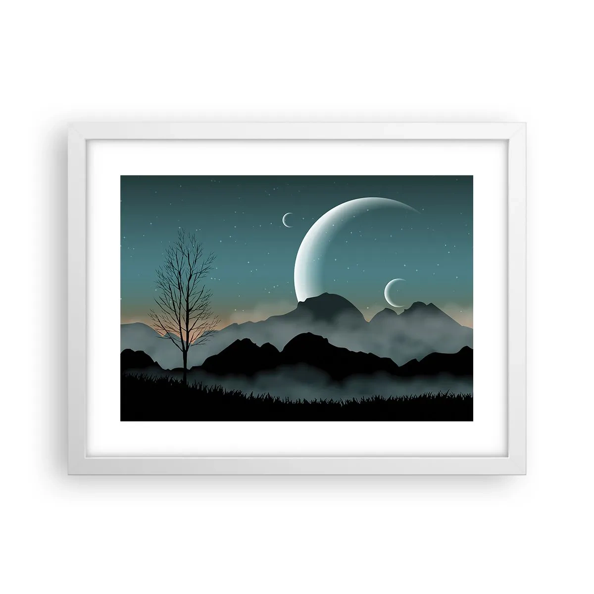 Pôster em moldura branca - Carnaval de uma noite estrelada - 40x30 cm