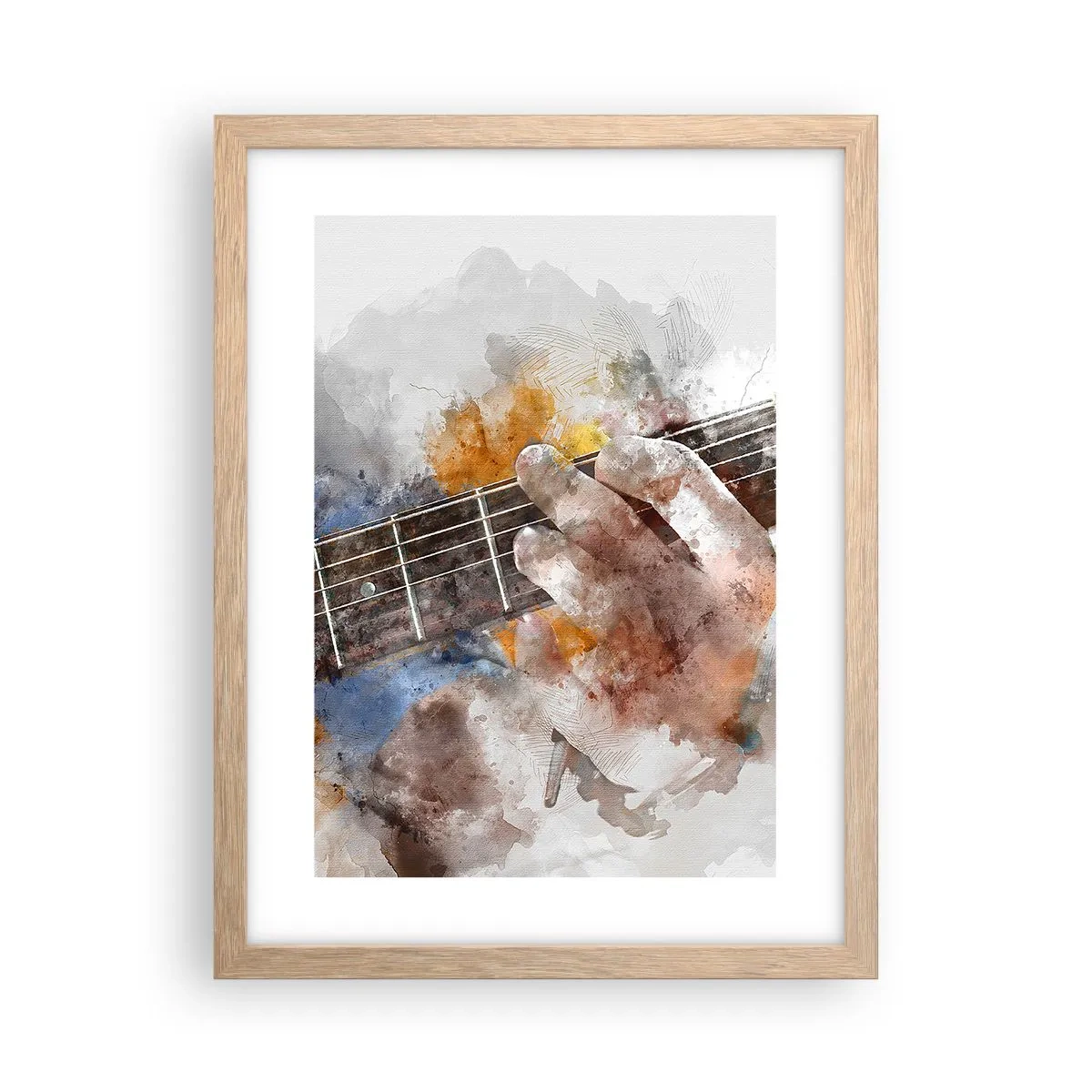 Pôster com moldura de carvalho claro - Poesia entre as cordas - 30x40 cm