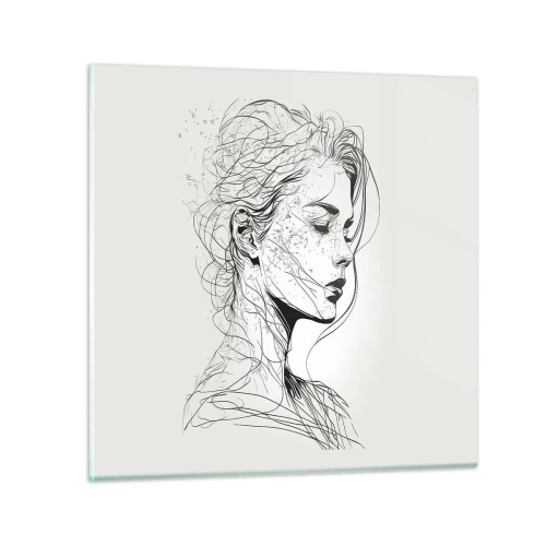 Quadro em vidro - Retrato em pensamento - 70x70 cm