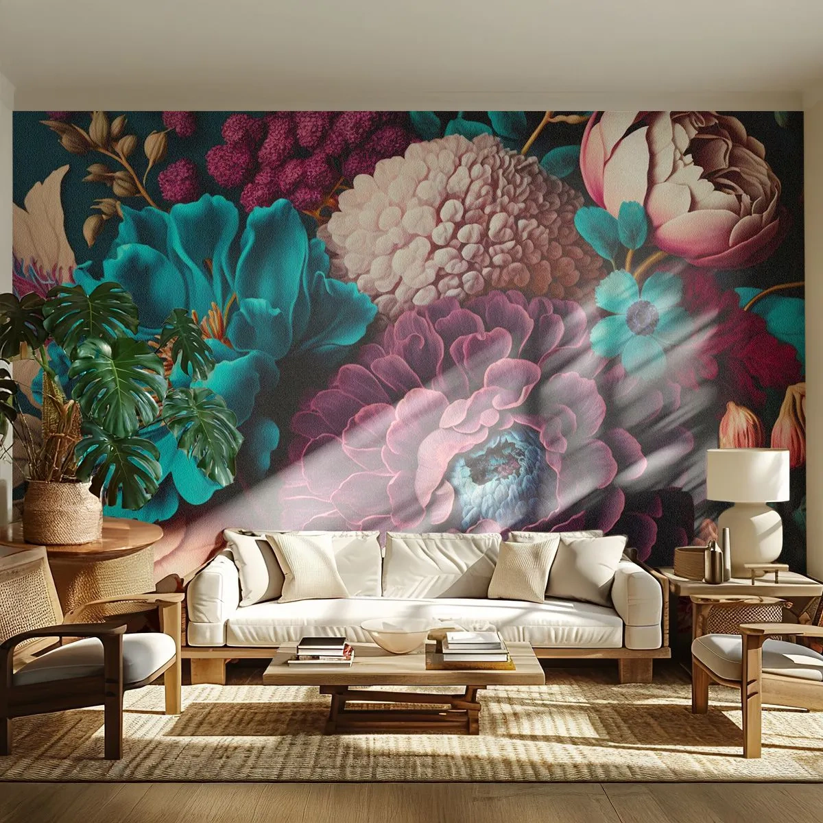 Papel de Parede Standard Eco - Natureza em abundância - Flores, Botânica, Vintage - 250x175 cm