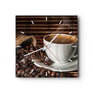 Relógio de parede - Relógio em vidro - A escuridão do carvão, a transparência do âmbar - 30x30 cm