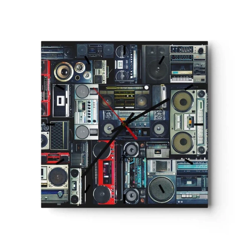 Relógio de parede - Relógio em vidro - Saudades dos anos 80. - 30x30 cm