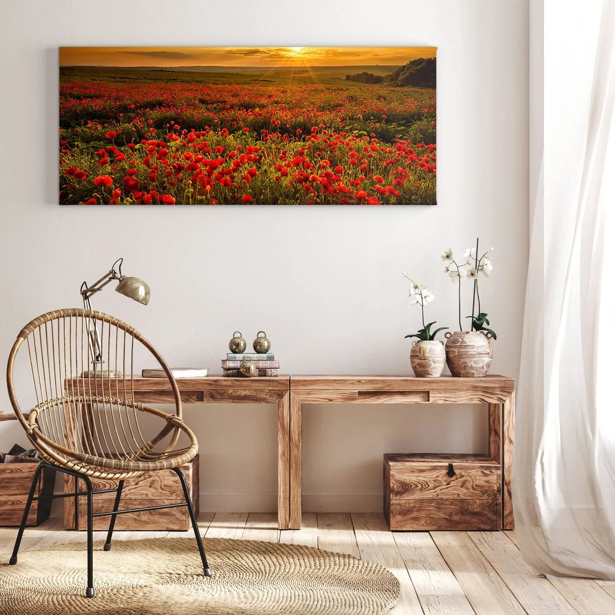 Quadro em tela - Entre o farfalhar da onda de prados, entre o dilúvio das flores - 120x50 cm