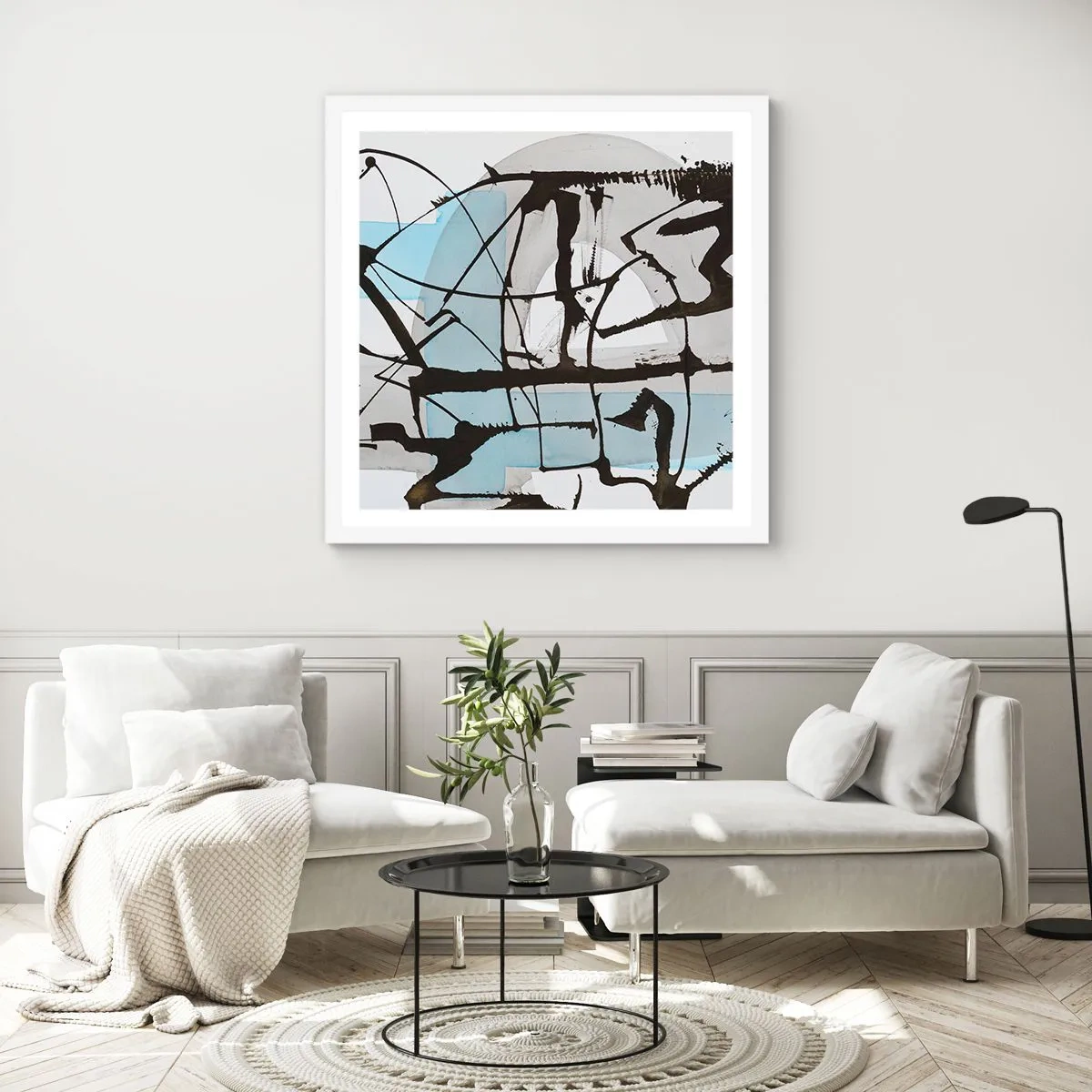 Pôster em moldura branca - Azul mesmo assim - 40x40 cm