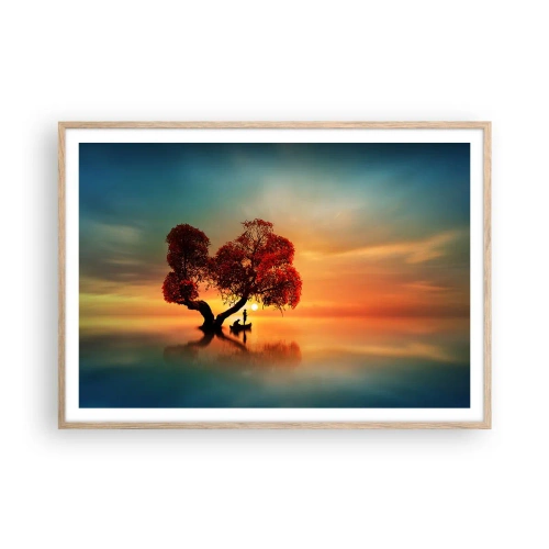 Pôster com moldura de carvalho claro - A distância e o silêncio do mundo - 100x70 cm