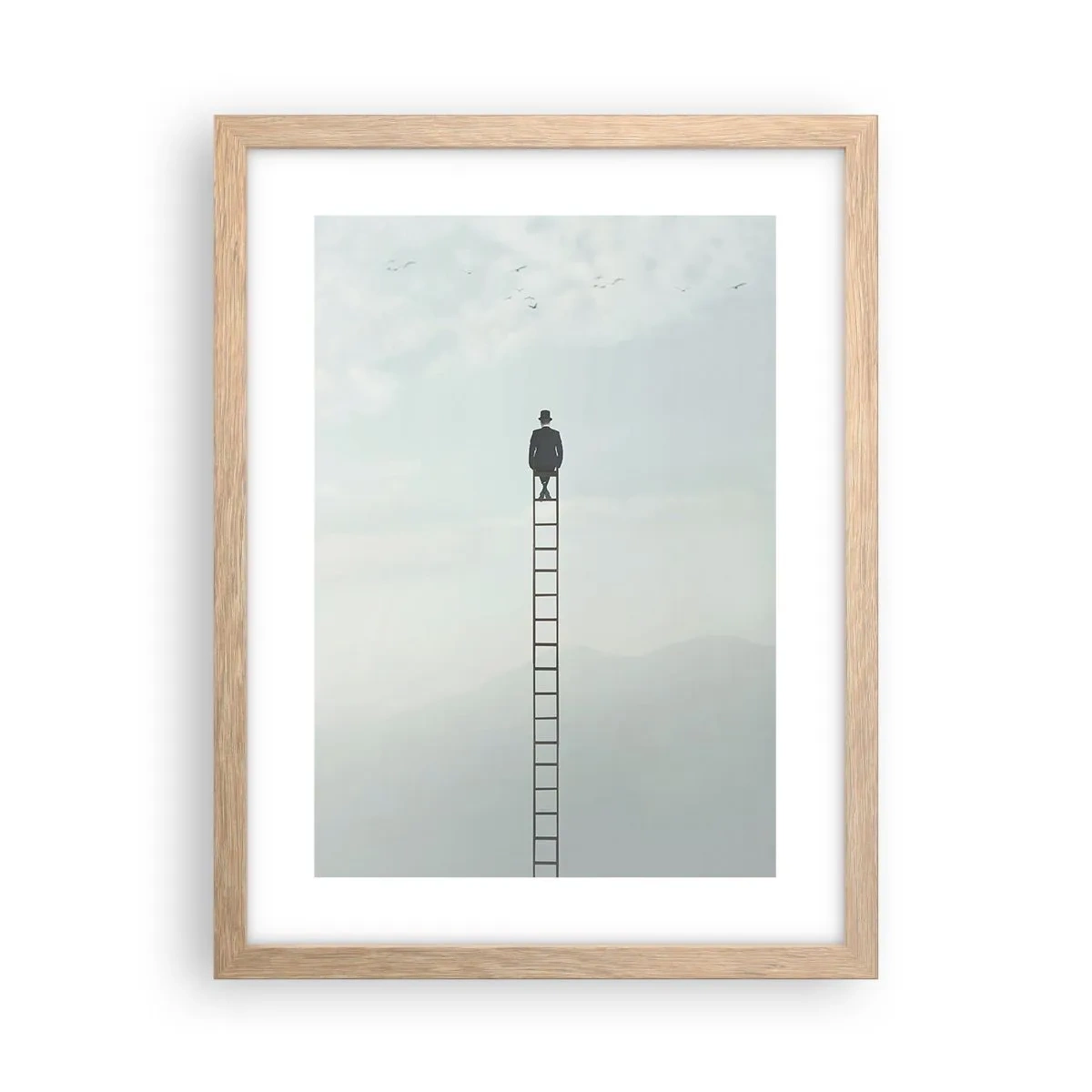 Pôster com moldura de carvalho claro - Vá além - 30x40 cm