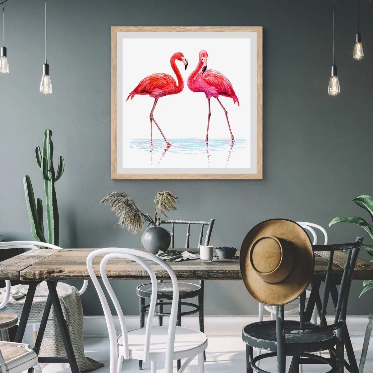 Pôster com moldura de carvalho claro - Rosa randez-vous - 50x50 cm