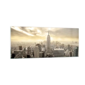 Quadro em vidro - Nova Iorque em tons de cinza - 100x40 cm