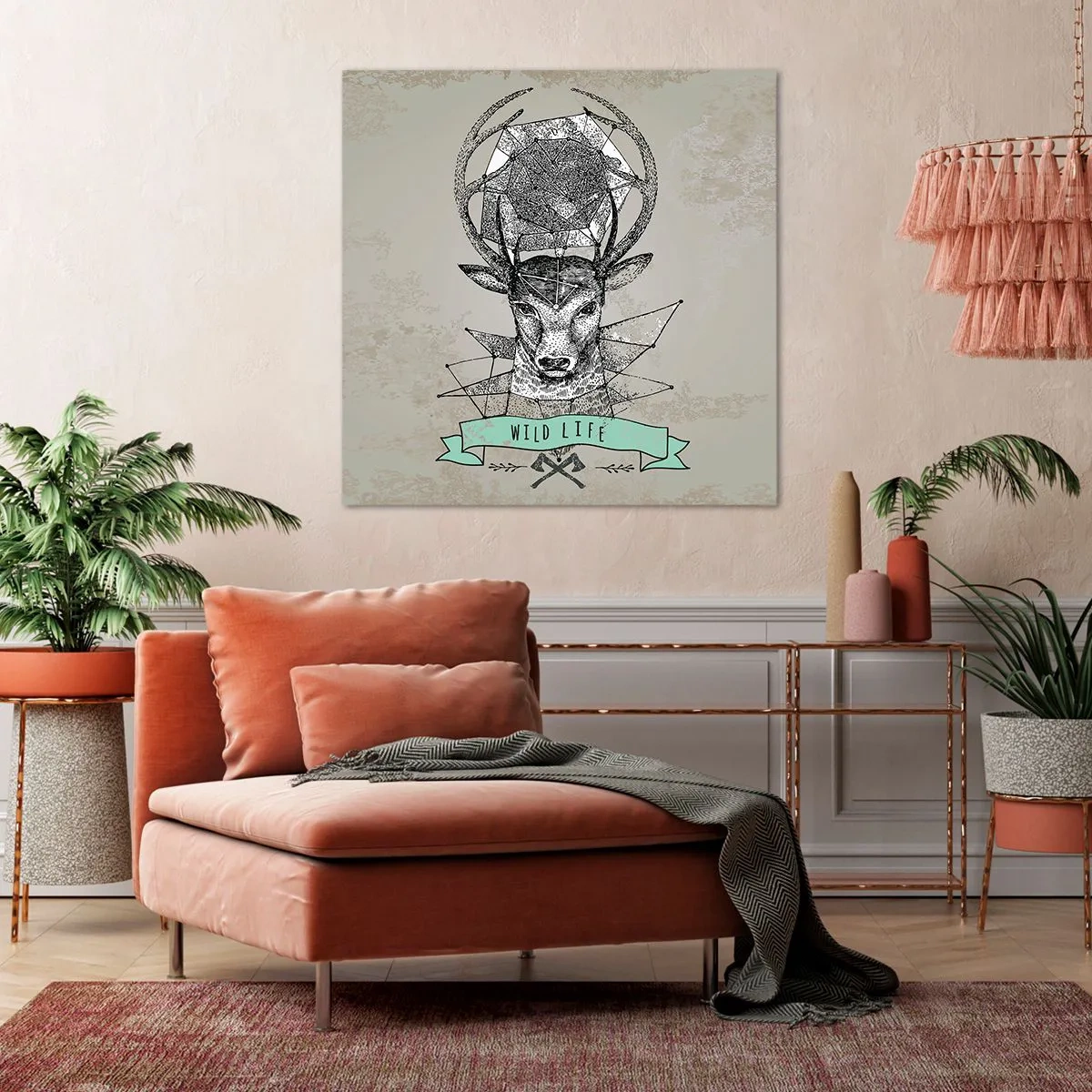 Quadro em tela - A Visão de Santo Hubertus - 40x40 cm