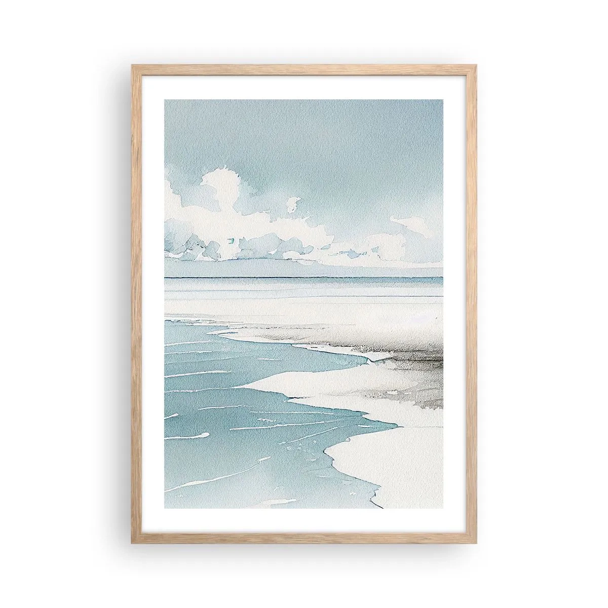 Pôster com moldura de carvalho claro - Maré suave - 50x70 cm