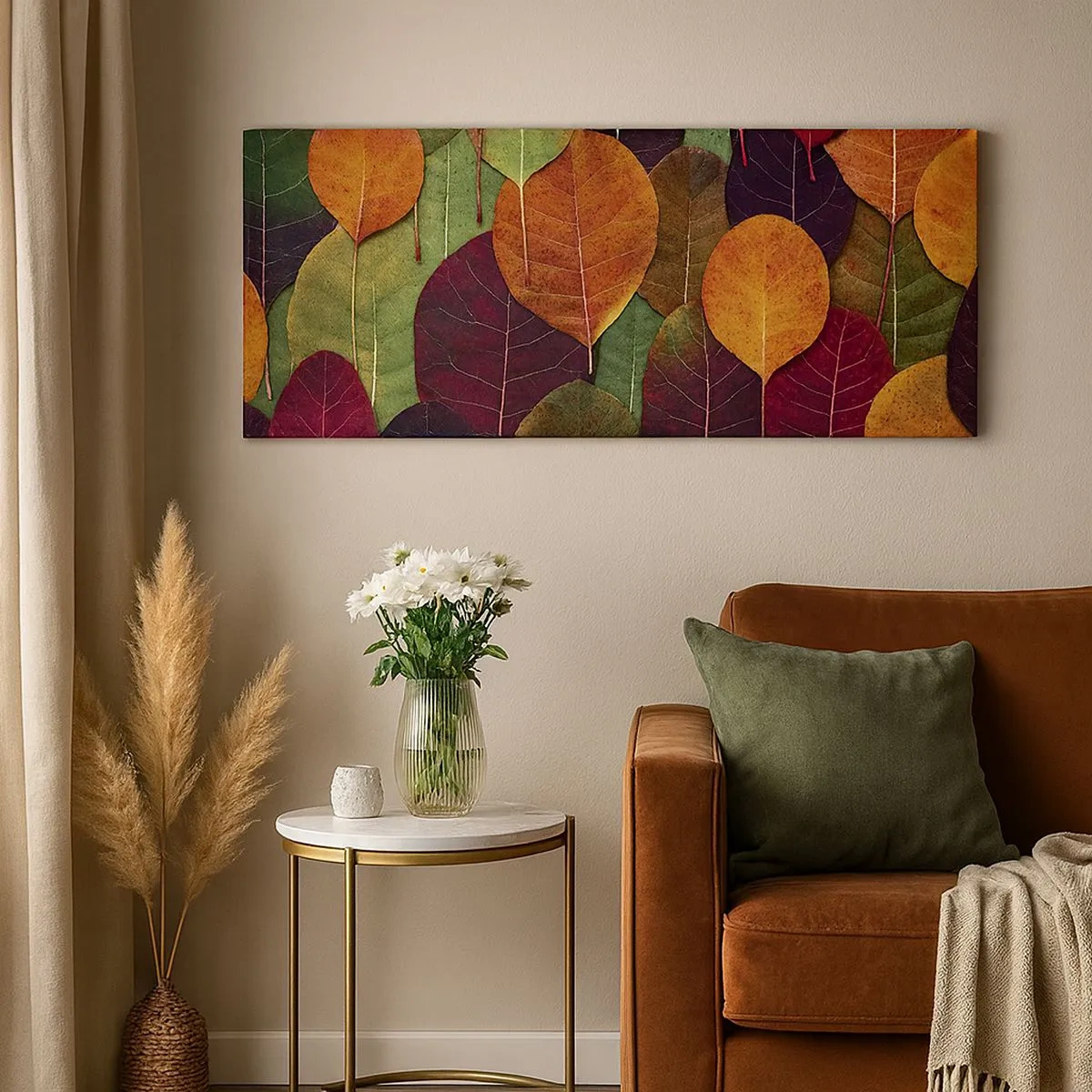 Quadro em tela - Mosaico de outono - 100x40 cm