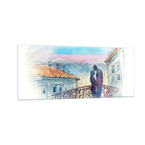 Quadro em vidro - Amantes parisienses - 100x40 cm