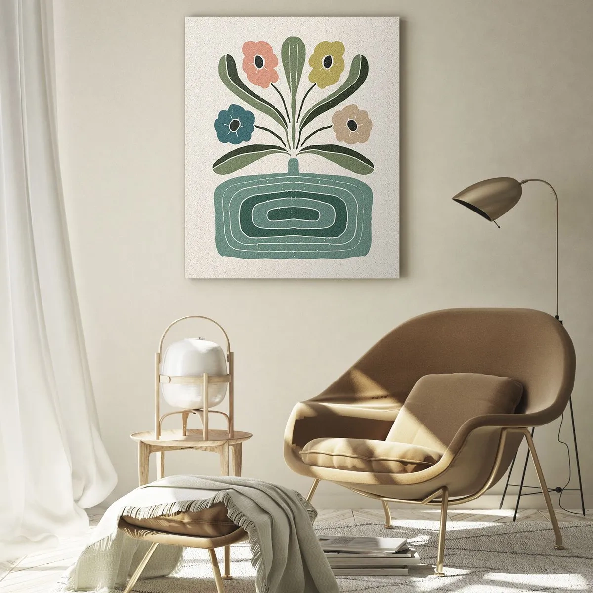 Quadro em vidro - Buquê simétrico - 50x70 cm