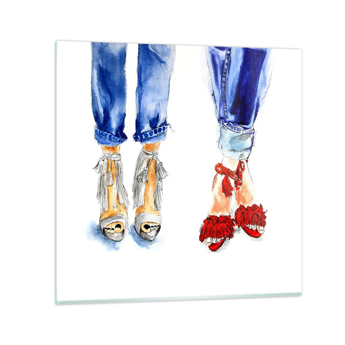 Quadro em vidro - Por que não vamos passear? - 40x40 cm