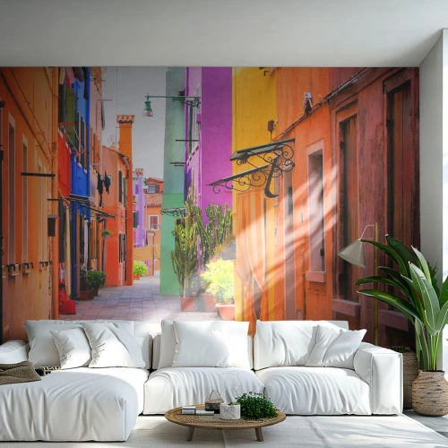 Papel de Parede Premium Sand - Beco arco-íris - Cidade, Veneza, Arquitetura - 100x70 cm